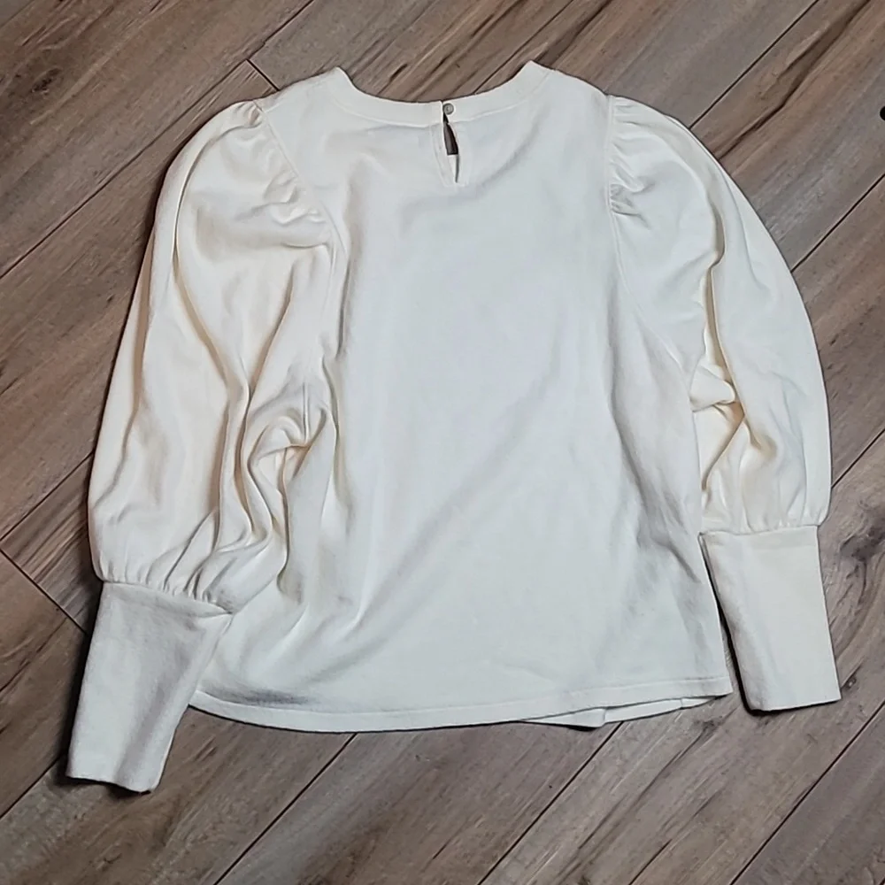 Madewell Piglet Mutton Sleeve Top Antique Cream Puff Sleeve Blouse Size XL - Picture 9 of 9